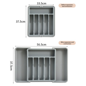 Cutlery Storage Tray With Partitions Rectangle 8-11 Compartments For Kitchen Organization Home Use Gray - Product Image 2