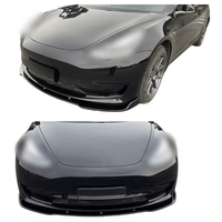 Kit carrosserie noir brillant et motif carbone ABS, comprenant lèvre avant, diffuseur arrière, spoiler et aileron latéral, compatible Tesla Model 3 2017-2022