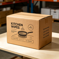 Lingettes de cuisine imprimées numériquement esthétiques, coupent la graisse, boîte de 72 lingettes, carton ondulé de qualité alimentaire pour fournitures de nettoyage, production 24h/24