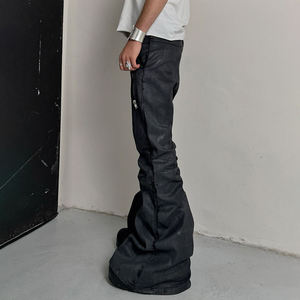 <span class=keywords><strong>Pantaloni</strong></span> a Zampa d'Elefante in <span class=keywords><strong>Pelle</strong></span> Personalizzati da Uomo Stile Streetwear Hip Hop da Moto - Product Image 3