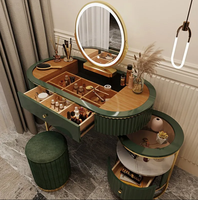 Miroir de coiffeuse moderne, miroir de table à maquillage, commode en bois avec tiroirs, coiffeuse avec miroir et lumières
