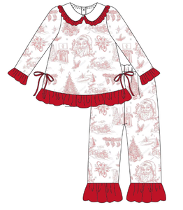 Set Pigiama Famiglia per Ragazze, Maniche Lunghe, Stampa Rossa e Bianca, Top e <span class=keywords><strong>Pantaloni</strong></span> Comodi, Set Abbigliamento Natalizio - Product Image 4