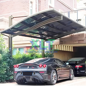 Système de garages en porte-à-faux avec poteaux, poutres de support et auvent en métal pour toit arqué pour le stationnement - Product Image 2