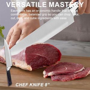 Juego de Cuchillos de Cocina Premium Hechos a Mano en Alemania, de Acero Inoxidable, con Mangos de TPR, Hojas Afiladas, para Chefs, Restaurantes y Cocina - Product Image 4