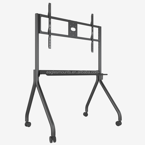 Support <span class=keywords><strong>TV</strong></span> à roulettes pour téléviseur de 55 à 100 pouces, support <span class=keywords><strong>TV</strong></span> au sol <span class=keywords><strong>avec</strong></span> roues pouvant contenir jusqu'à 220lb, chariot de télévision mobile réglable en hauteur - Product Image 1