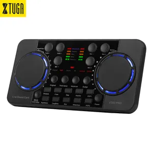 Xtuga V300 Pro Noise Reduction Voice Changer Sound Board Live Streaming Sound Card For Podcast Singing On Cell Phone Computer