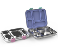 AIBAO RVS Tiffin Bento Lunchbox Verwarmbaar Magnetronbestendig Lekvrij 5 compartimenten 1167ml inhoud Siliconen deksel
