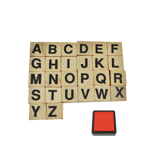 26 PIÈCES En Bois <span class=keywords><strong>Alphabet</strong></span> Timbre sertie de <span class=keywords><strong>Tampon</strong></span> Noir En Caoutchouc Cadeau Carte D'anniversaire De Kit de Joint, A-Z BRICOLAGE Lettre Mots D'impression Timbre - Product Image 6