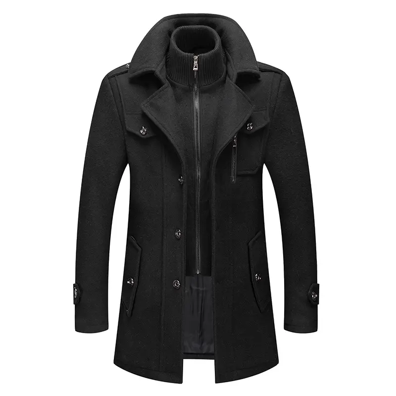 Trench Coat Overcoat Men's Winter Thin Coat Men Long Winter Coats 2023 New Slim Lapel Autumn 100% Polyester Videocitofono WASHED
