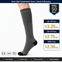 Chaussettes de compression montantes jusqu'au genou 20-30 mmHg, bas de contention graduée pour le sport, la course, le cyclisme, la randonnée, vente en gros OEM