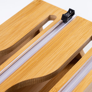 3 in 1 Bamboo Wood <strong>Dispenser</strong> Aluminum Foil Roll Cutter <strong>Cling</strong> Foil Organizer Plastic Wrap <strong>Dispenser</strong> with Slide Cutter - Product Image 4