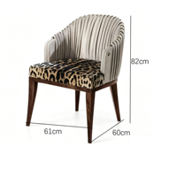 Nouvelle Chaise de Salle à Manger de Style Nordique, Luxe, en Tissu Similicuir Imprimé Léopard, Bois de Frêne Massif, pour Villa