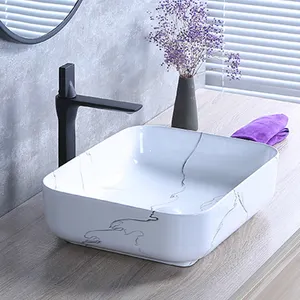 High Quality Countertop Mounted Lavabo Bathroom Wash Hand Basin Modern Marble Ceramic Sink