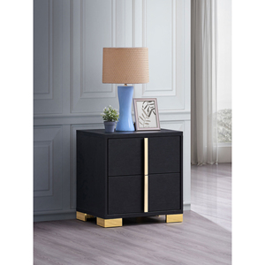 Jeremiah <b>Black</b> 2-<b>drawer</b> Nightstand Modern <b>Storage</b> <b>Drawer</b> Cabinet Bedroom Furniture - Product Image 1