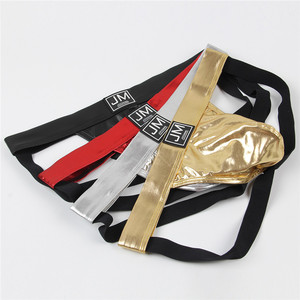 SZFY-JM295 <span class=keywords><strong>Jockmail</strong></span> hommes Sexy taille basse G-String sous-vêtements brillant Imitation cuir pénis saillant amélioré Gay Jockstrap - Product Image 4