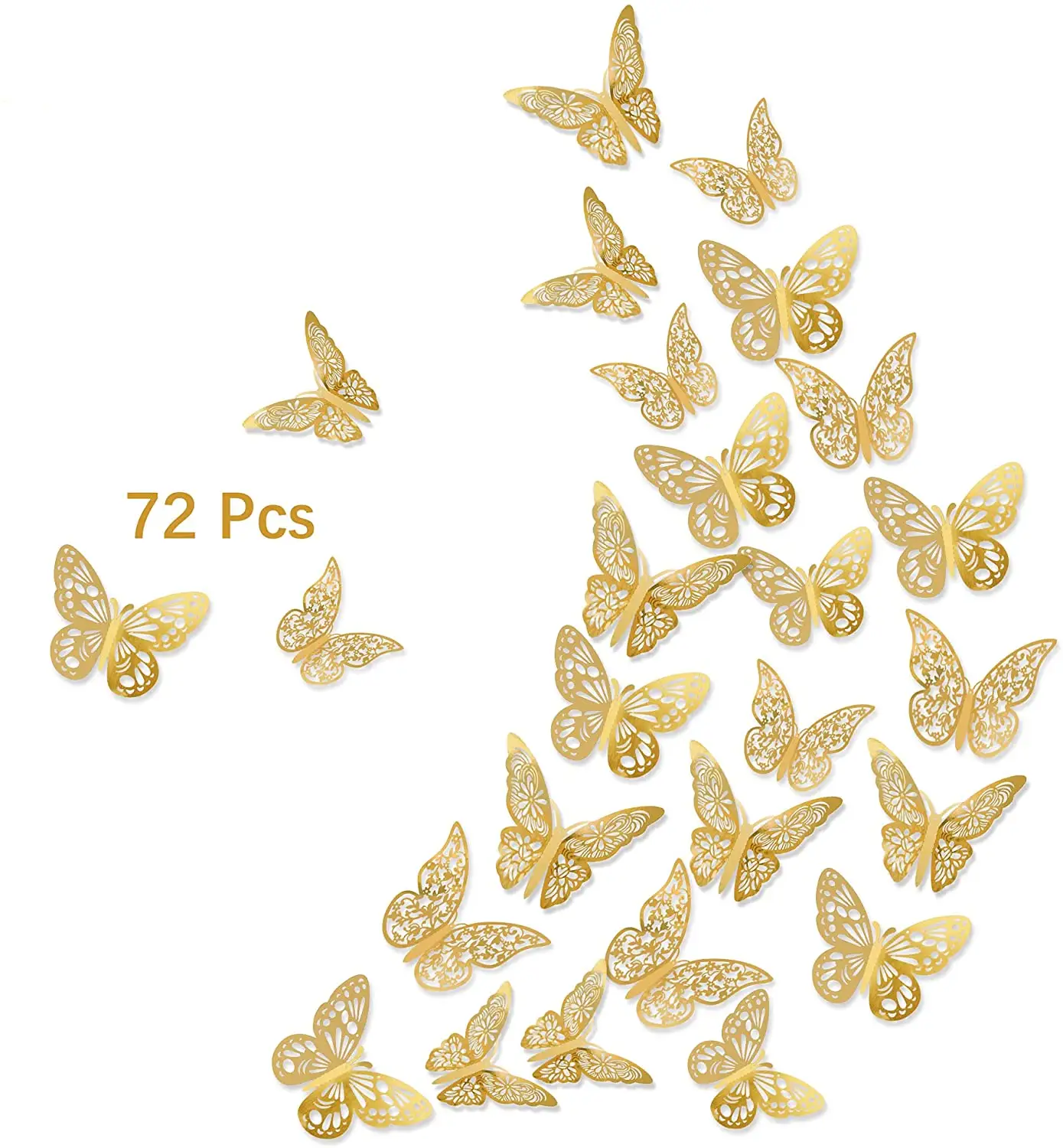3D Gold Hollow-Out Butterfly Party Home Cake Decorations Art Removable Stickers Wall Decor