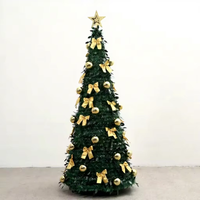 Sapin de Noël pliable en plastique AYOYO avec lumières LED blanc chaud, écologique, léger, décoration intérieure, base de support