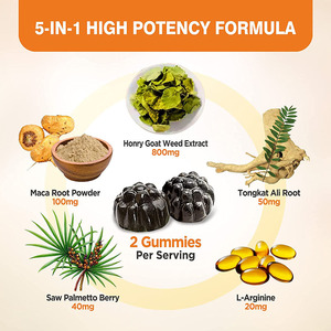 Gomitas de Hierba de Cabra en Celo Queratinizada Directas de Fábrica, Vitaminas Personalizables OEM que Mejoran la Sexualidad en Mujeres, Adolescentes y Mujeres Embarazadas - Product Image 2