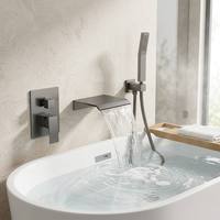 Ensemble de robinetterie de baignoire cascade en laiton couleur canon de fusil, mitigeur monocommande avec douchette à main pour la rénovation de salle de bain moderne