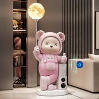 Lampe lunaire 16 couleurs en résine, style moderne minimaliste, motif Ours grincheux, pour décoration de salon, grand meuble TV sur pied avec haut-parleur