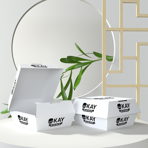 6x6 pulgadas para llevar almuerzo embalaje patatas fritas comida rápida tinta de soja caja de cartón blanca Concha hamburguesa caja de grado alimenticio personalizado - Product Image 6