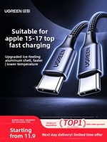 Cable de Carga Rápida PD de 60W USB-C a USB-C con Trenzado Metálico para iPhone 15 Pro Max/iPad/Tablet/Notebook CarPlay