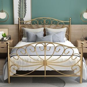 Giường sắt rèn dày kiểu Bắc Âu hiện đại đơn giản phong cách công chúa, khung giường đơn/đôi 1.5m bằng sắt cho phòng khách - Product Image 4