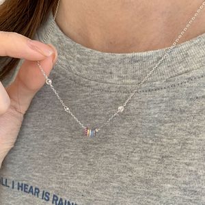 Collier de luxe Wenchi S925 en argent sterling haut de gamme avec pendentif double anneau et diamant coloré, modèle 23292 - Product Image 4