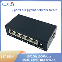 Commutateur Gigabit 5 ports Hub réseau de commutateur Ethernet non géré intelligent facile, répartiteur Ethernet Plug & Play support de bureau ou mural