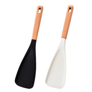 Silicone Spatula With Wooden Handle 2 Pieces Oven Safe Microwave Safe For <b>Cooking</b> Baking Food Serving Utensils - Product Image 4