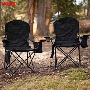 Silla de playa plegable portátil acolchada Woqi con bolsillos para pícnic y camping al aire libre, negra, 50x50x80cm - Product Image 1