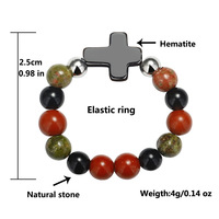 Großhandel Elastische Naturstein-Ringe für Männer Modische Handgefertigte Perlen-Kreuzringe für Frauen mit Kupferperlen Schmuck