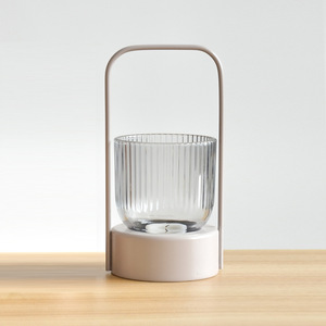 LANJO Macaroon Glass Candle <b>Lantern</b> Garden Decorative <b>Lantern</b> For <b>Tea</b> <b>Light</b> with Metal Handle Portable - Product Image 3