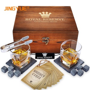 Vente en gros de pierres à <span class=keywords><strong>Whisky</strong></span> 2 verres à l'ancienne en granit, pierres à <span class=keywords><strong>Whisky</strong></span> refroidissantes, ensemble cadeau dans une boîte en bois pour hommes, anniversaire - Product Image 1