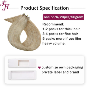 FH Bande Extension de Cheveux 12a Soyeux Peau Droite <span class=keywords><strong>Gel</strong></span> Bandes Cheveux Raw Vierge Cheveux Humains Bande Extensions - Product Image 4