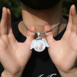 35mm 45mm 69mm círculo imagen foto colgante alas de Ángel colgantes sublimación collares joyería espacios en blanco - Product Image 5