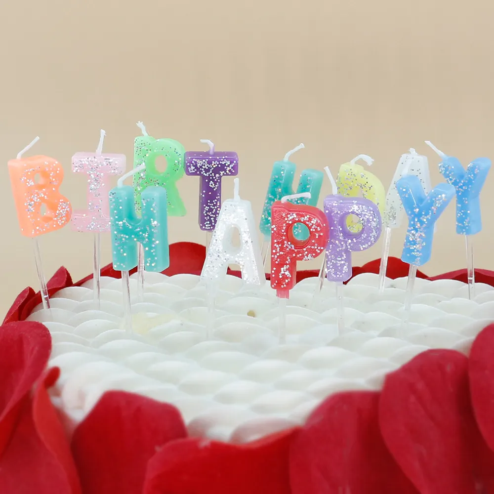 Luxury Colourful With Sequins Birthday Candle Unusual Birthday Candles Letter With Wax