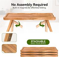 Plateau de service en bois à trois niveaux gravé sur mesure, support de présentation pliable en acacia à bord ondulé, plateau à fromage et à nourriture en bois, approvisionnement en gros