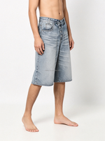 Shorts en jean Y2K unisexe, coupe large et ample, bleu clair délavé, avec boutons diagonaux, style urbain, respirant, vente en gros
