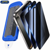 Kit anti-espion de suppression automatique de la poussière, installation facile pour iPhone 15 16 17 18 Pro 18Duo, protecteur d'écran mobile en verre trempé pour la confidentialité