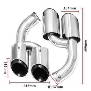 Embouts d'échappement pour Porsche Cayenne 958-2 3.0L <span class=keywords><strong>V6</strong></span> 2015-2017, embouts de silencieux quadruples, noir/argent, acier inoxydable 304, 1 pièce, SYPES - Product Image 2