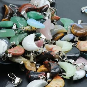 Piedra de Cristal de Ojo de Tigre Natural, Colgante en Forma de Media Luna de 12x18 mm, Collar DIY, Piedra de Ágata de Color Mixto, Pequeña Piedra de Ágata Luna - Product Image 4