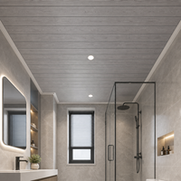 Panneau de plafond en PVC WYRAX à grain de bois gris 250 mm 7,5 mm pour salles de bain résidentielles, résistant à l'humidité, installation rapide