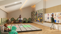 Services de conception de parcs de jeux intérieurs sur mesure, filet de protection, développement de concept de visualisation 3D pour usage commercial, mur d'escalade