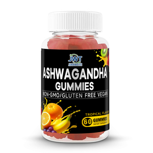 Permen Kunyah Ashwagandha Alami untuk Dukungan Stres Harian, <span class=keywords><strong>Vegetarian</strong></span>, Non-GMO, Bebas Gluten, 60 Buah, Layanan OEM - Product Image 1