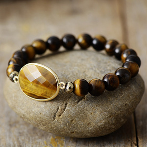 Bracelet élastique en pierre naturelle œil de tigre à veine rouge, 8mm, bijoux en pierre naturelle, cadeau pour femmes, bracelet fait à la main à la mode - Product Image 3