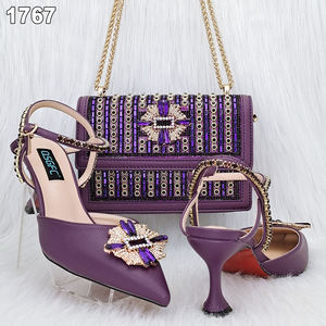 Ensemble de chaussures et sacs assortis pour femmes italiennes décorés de talons hauts en strass 8cm Taille européenne 38-43 - Product Image 3