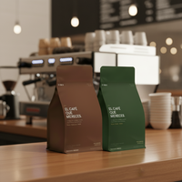 Sachet de café personnalisé de 12 oz et 16 oz, sachet de café à fond plat imprimé sur mesure, emballage alimentaire avec valve unidirectionnelle