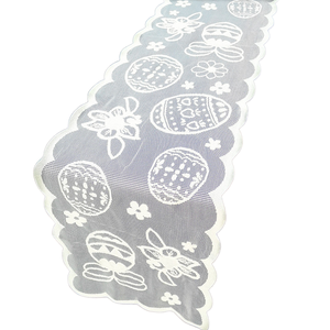 DAMAI 13x72in Disposable Embroidered Lace Rectangle <b>Table</b> Runner for Easter Weddings Outdoor Celebrations-3 Colors Available - Product Image 1