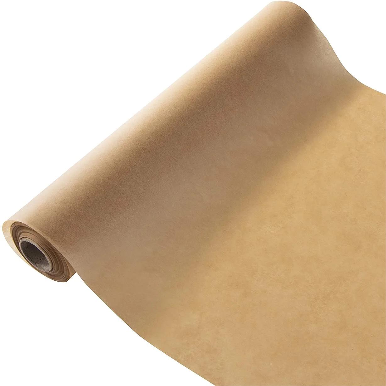 Rollo de papel de silicona marrón Kraft de calidad alimentaria al por mayor de fábrica para hornear papel pergamino materia prima Natural papel a prueba de grasa